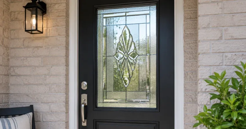 technician replacing a cracked decorative glass panel in Cornell, Norwich