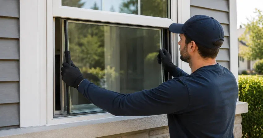 technician boarding up broken window during emergency glass repair Cornell, Norwich