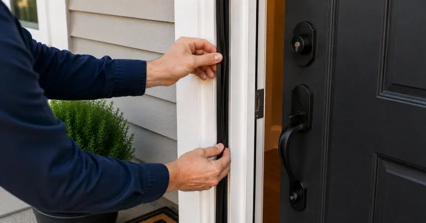 technician performing light test on door seal in Blows, Norwich