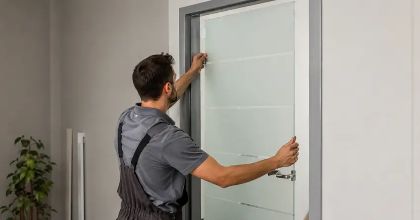 frosted glass interior door panel installation in Hawtrey, Norwich