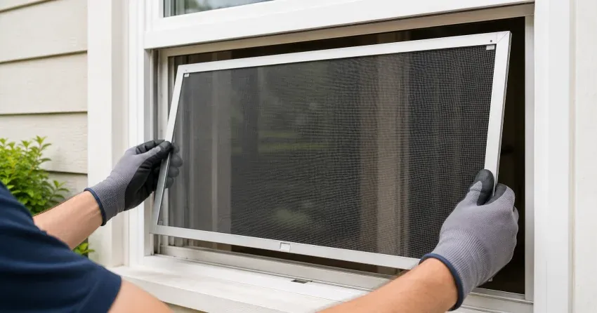 technician repairing a window sash and balance system in Beaconsfield, Norwich