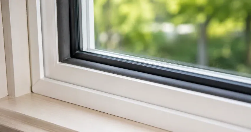 technician inspecting window weatherstripping for drafty window repair Credit Ville, Norwich
