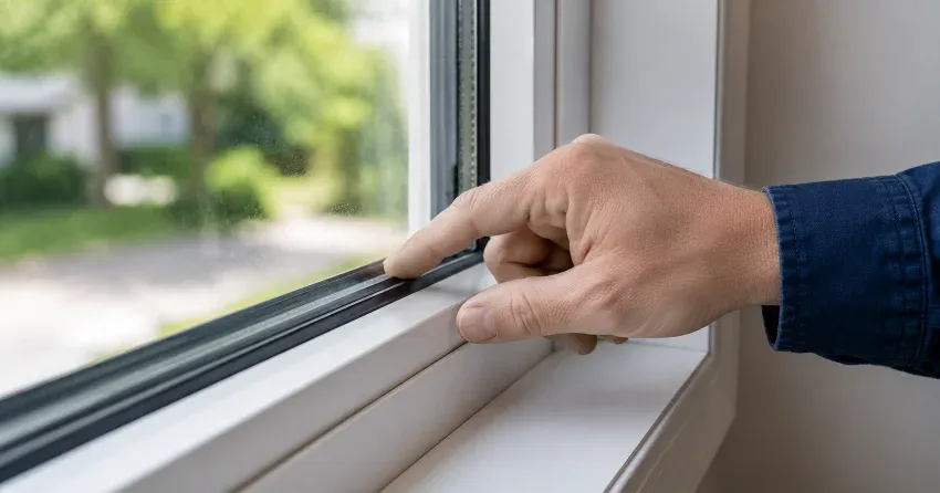 technician inspecting window glass seal in Oriel, Norwich